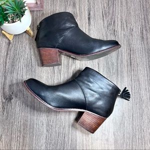 Toms Black Ankle Boots with Brown Heel